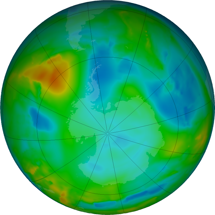 Antarctic ozone map for 07 July 2011
